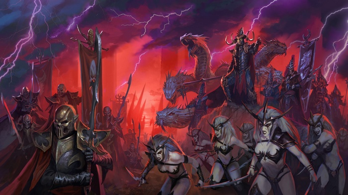 Dark Elves and Hydra from Total War: Warhammer II