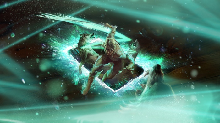 Ciri and wolves from The Witcher 3: Wild Hunt