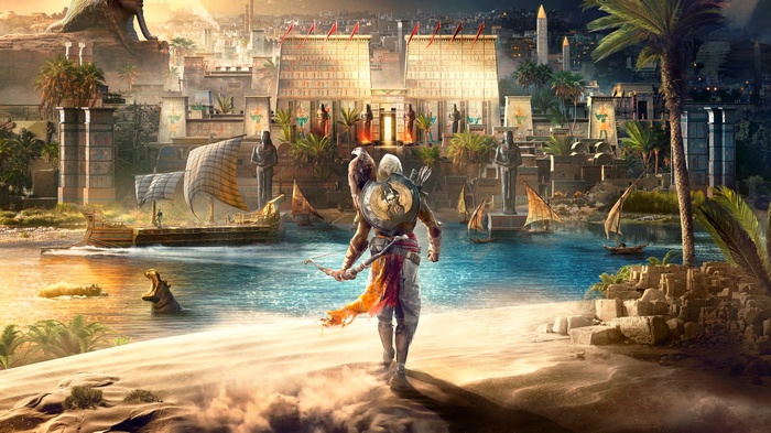 Bayek from Assassin's Creed Origins in ancient Egypt