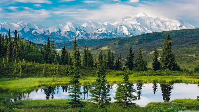 Alaska Landscape with Mountains and Reflection