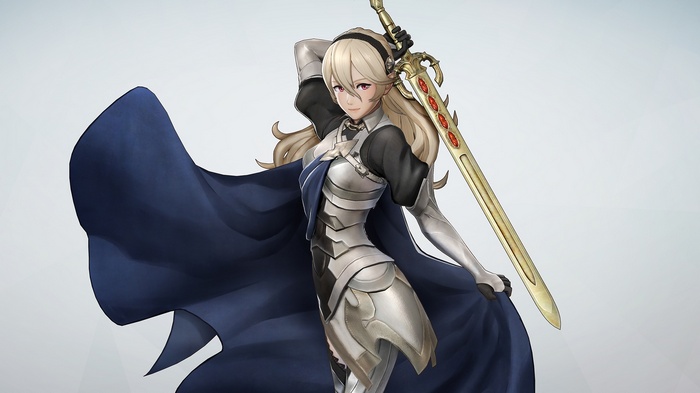 Corrin from Fire Emblem with a sword and cape