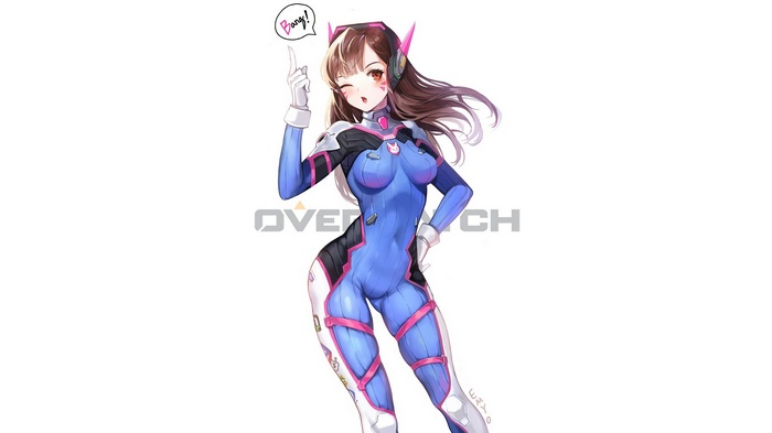 D.Va from Overwatch winking and saying Bang!