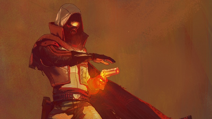 Hunter from Destiny 2 holding a glowing gun