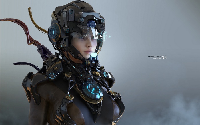 robot, Martin GAO, futuristic, cyborg, 3D, digital art, fantasy girl, women