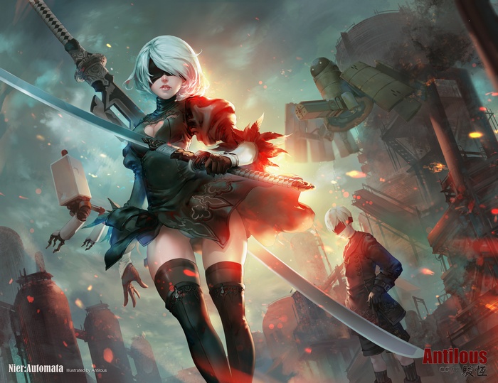 2B and 9S from NieR: Automata