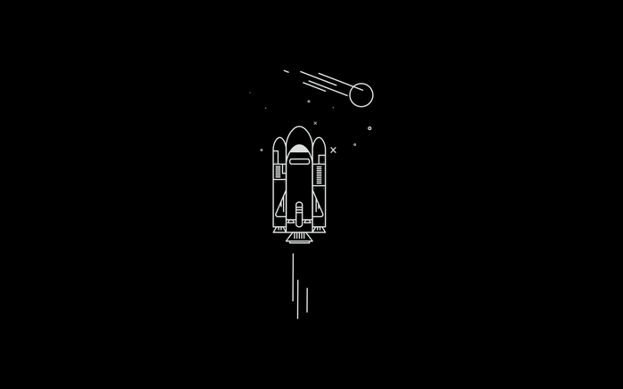 Minimalist spaceship and comet in space
