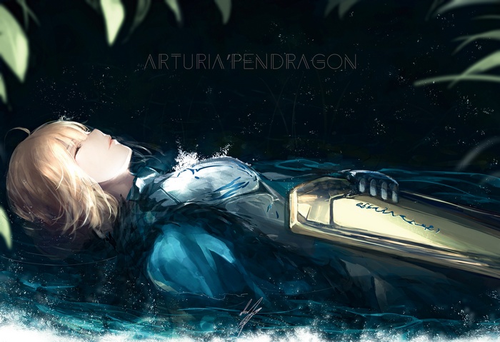 Artoria Pendragon from Fate Series floating in water