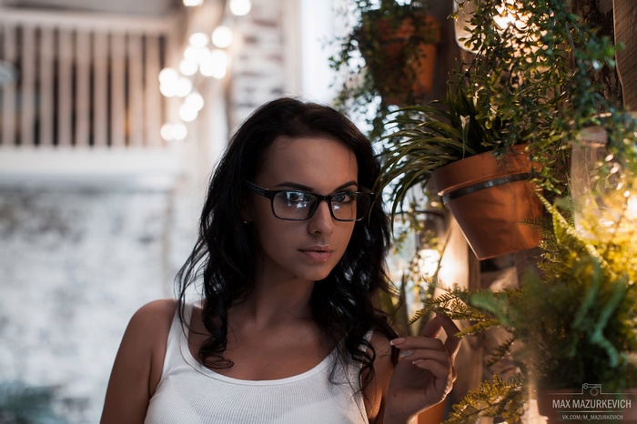 Woman with glasses and plants by Max Mazurkevich