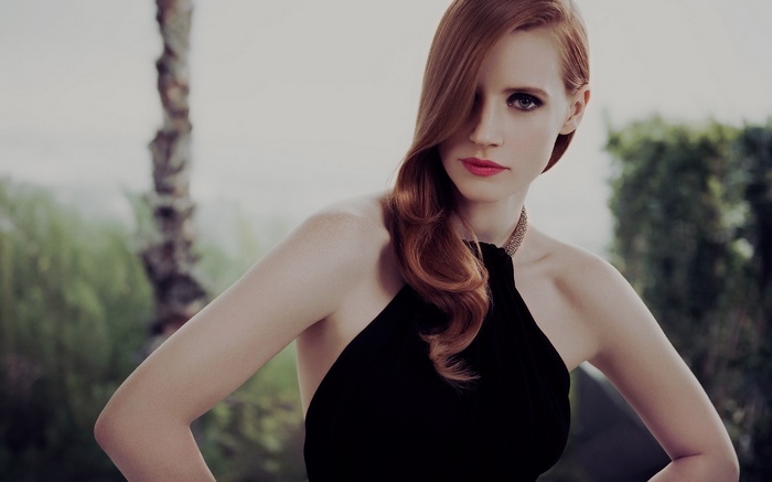Jessica Chastain in a black dress