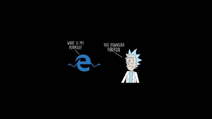 Rick Sanchez and Microsoft Edge logo from Rick and Morty