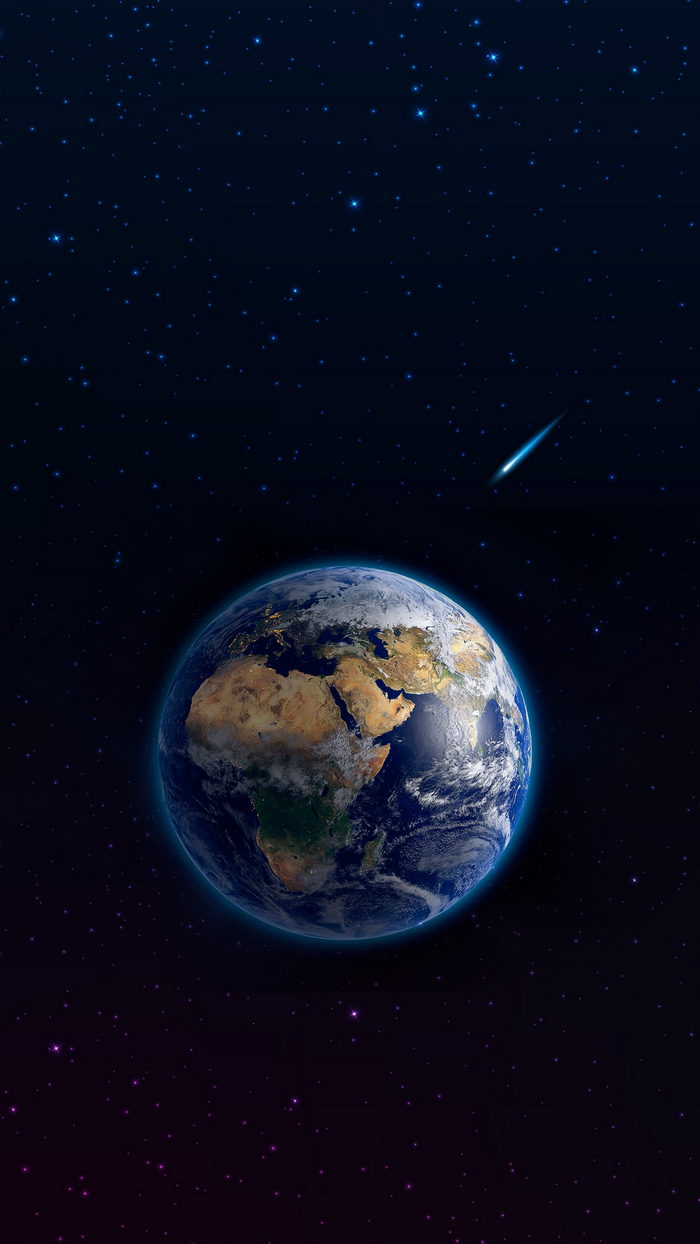 Earth in space with a shooting star