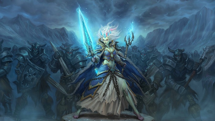 Jaina Proudmoore from Warcraft with undead army