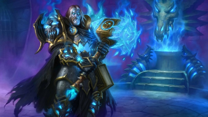 Arthas Menethil from Warcraft holding Frostmourne