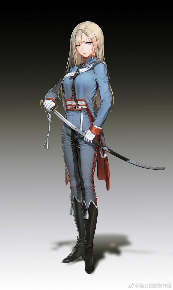 Woman in military uniform holding a sword