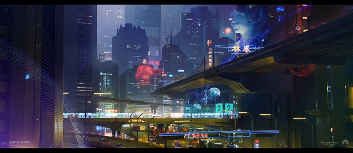 Ghost in the Shell Cyberpunk Cityscape