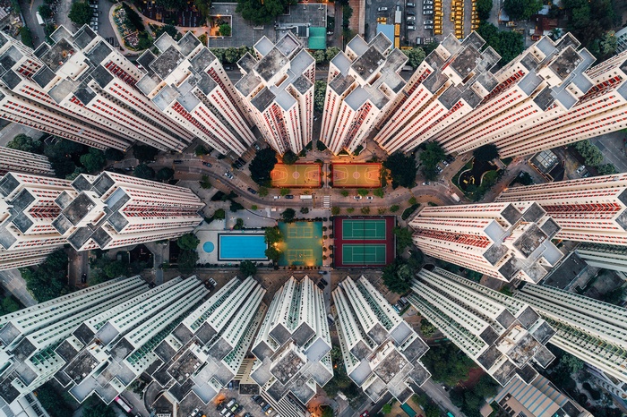Aerial View of Kai Tak, Hong Kong Residential Buildings
