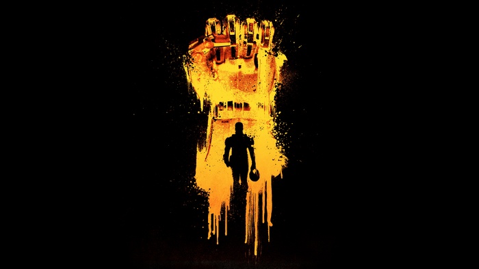 Pacific Rim movie poster with robot fist and pilot silhouette