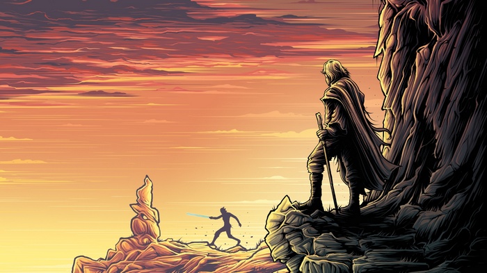 Luke Skywalker and Rey from Star Wars