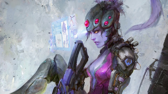Widowmaker from Overwatch with holographic display