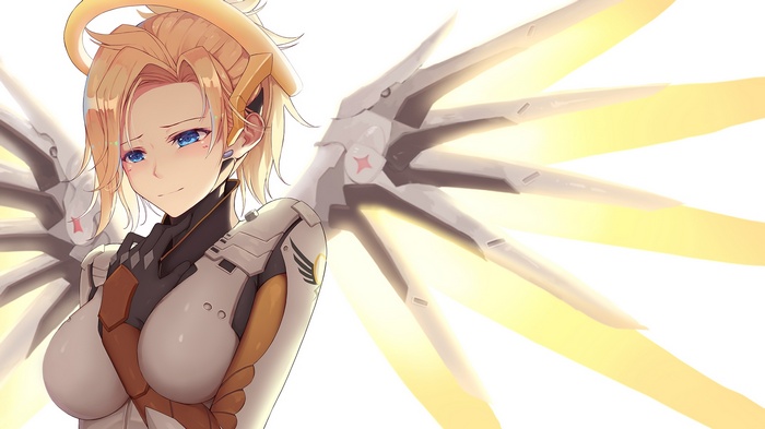 Mercy from Overwatch with large wings