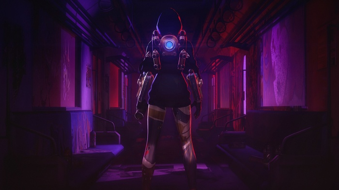 Tracer from Overwatch in a subway car