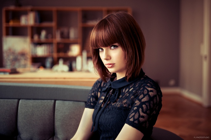 Portrait of a woman with short hair