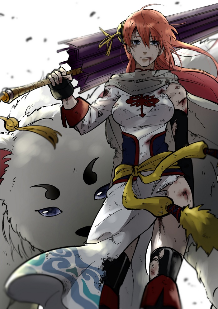Kagura and Sadaharu from Gintama