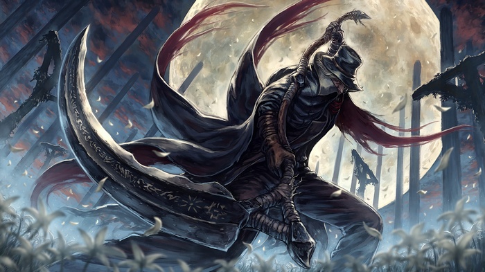Hunter with Scythe from Bloodborne under the Moon