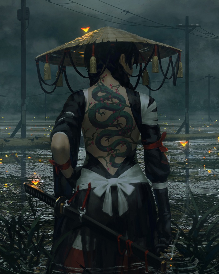 fantasy art, samurai, warrior, sword