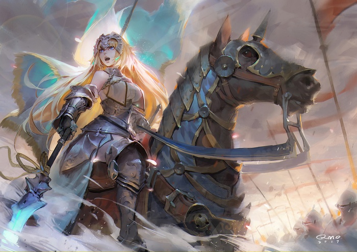 Jeanne d'Arc from Fate/Apocrypha on horseback