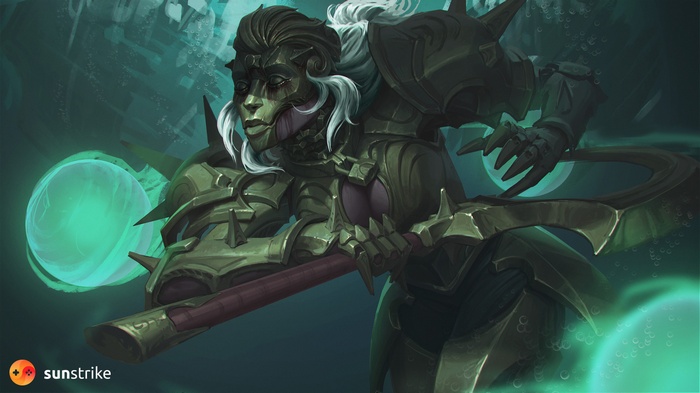 Warrior in ornate armor with magical orbs