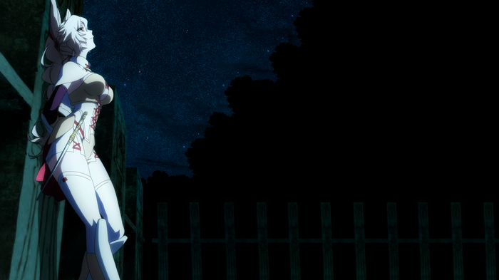 Rokka no Yuusha: Anime girl with white hair under the stars