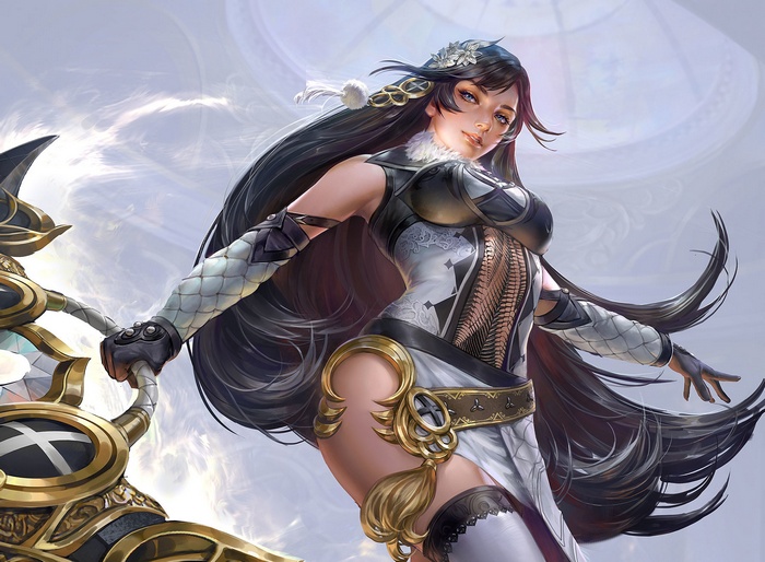 Fantasy warrior woman with a weapon