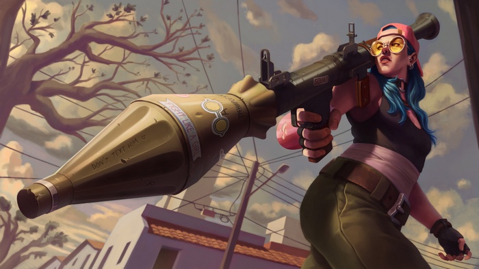 Woman with RPG-7 in urban setting