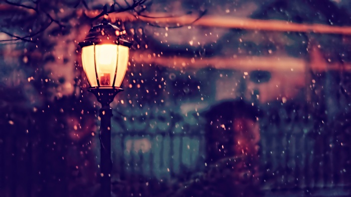 Street light in the snow