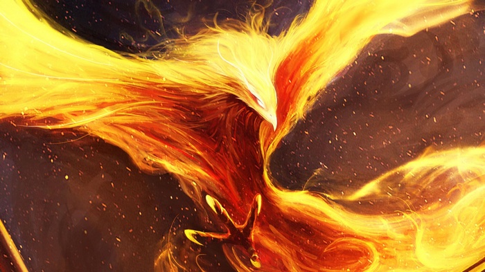 Phoenix made of fire and light