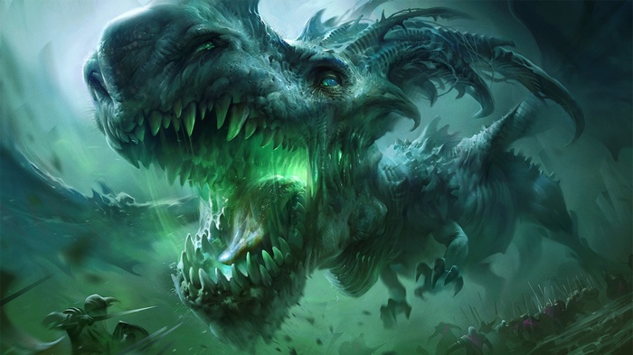 Undead Dragon attacking an army