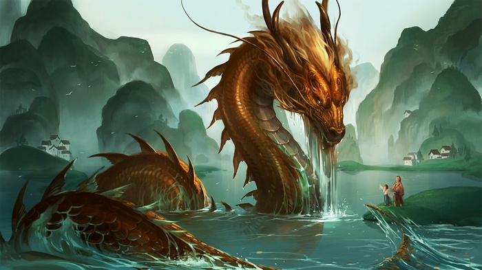 chinese dragon, digital art, dragon