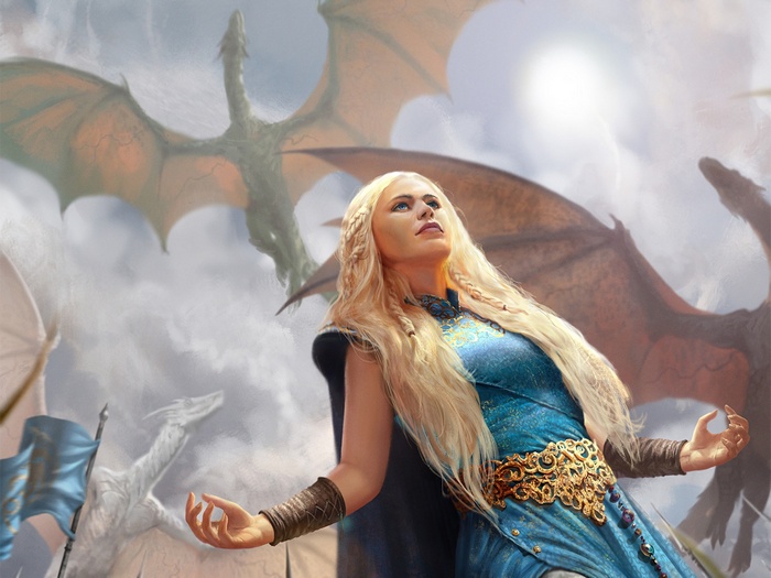 Daenerys Targaryen with Dragons from Game of Thrones