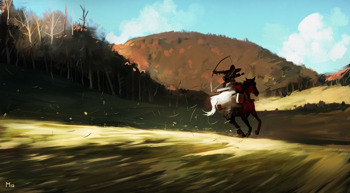 Dominik Mayer artwork of an archer on horseback