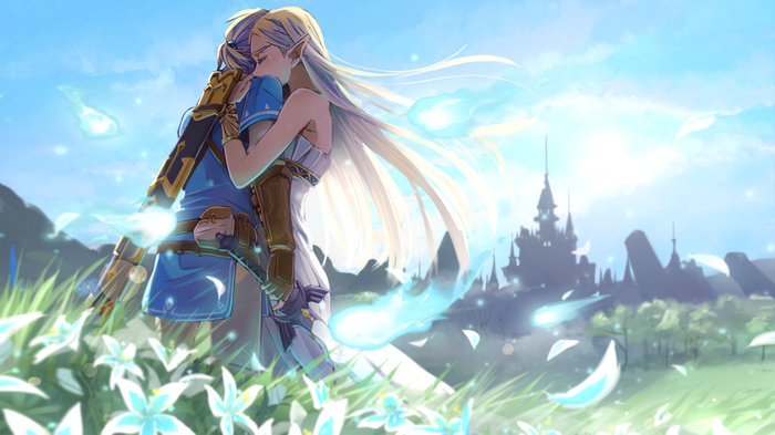 Zelda, video games, Link, The Legend of Zelda, The Legend of Zelda: Breath of the Wild, hugging