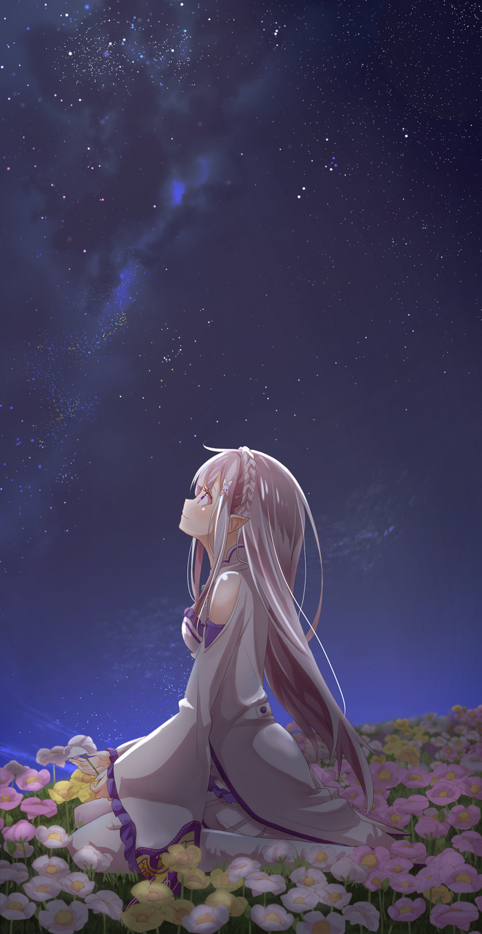 Emilia from Re:Zero looking at the stars