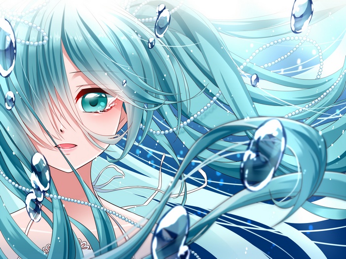 Hatsune Miku with Aqua Hair and Eyes