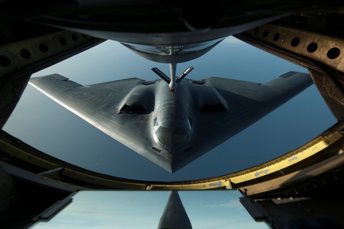 B-2 Spirit refueling from a KC-135 Stratotanker