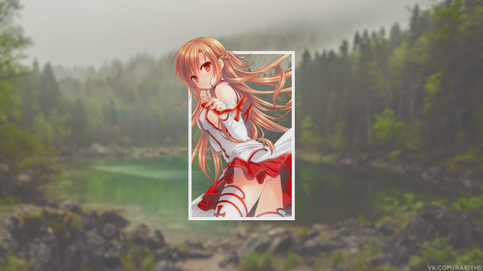 Yuuki Asuna from Sword Art Online in a forest landscape