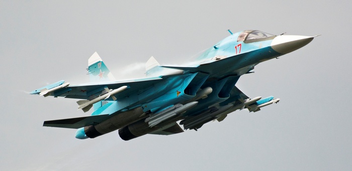 Sukhoi Su-34 fighter jet in flight