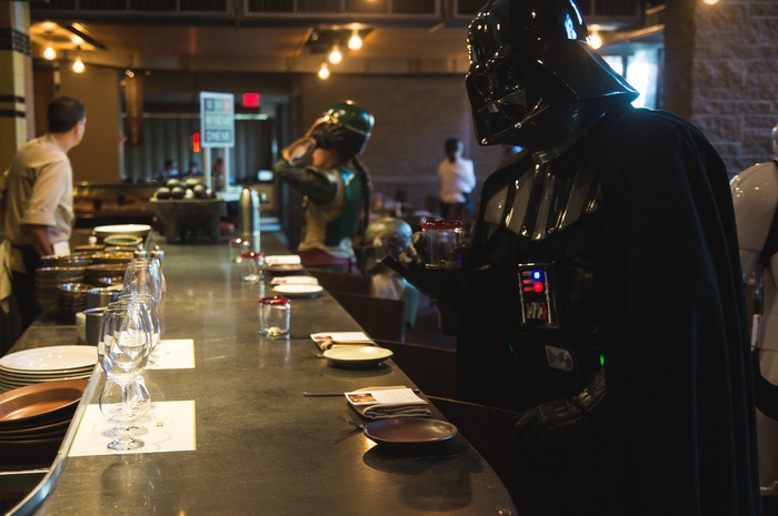 Darth Vader and Boba Fett at a Bar