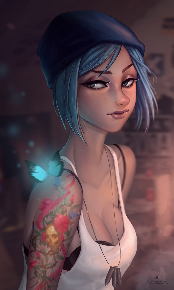 Chloe Price from Life Is Strange with a butterfly