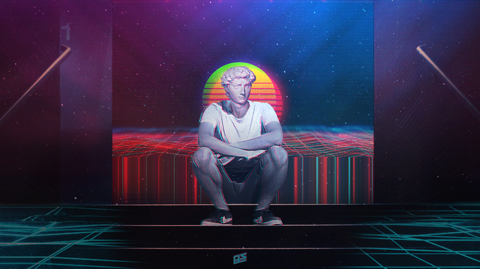 Glitch Art Retro Style Statue