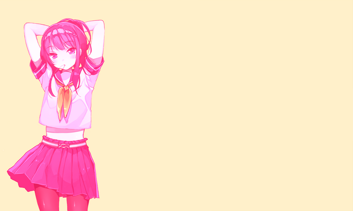 Anime girl in pink school uniform